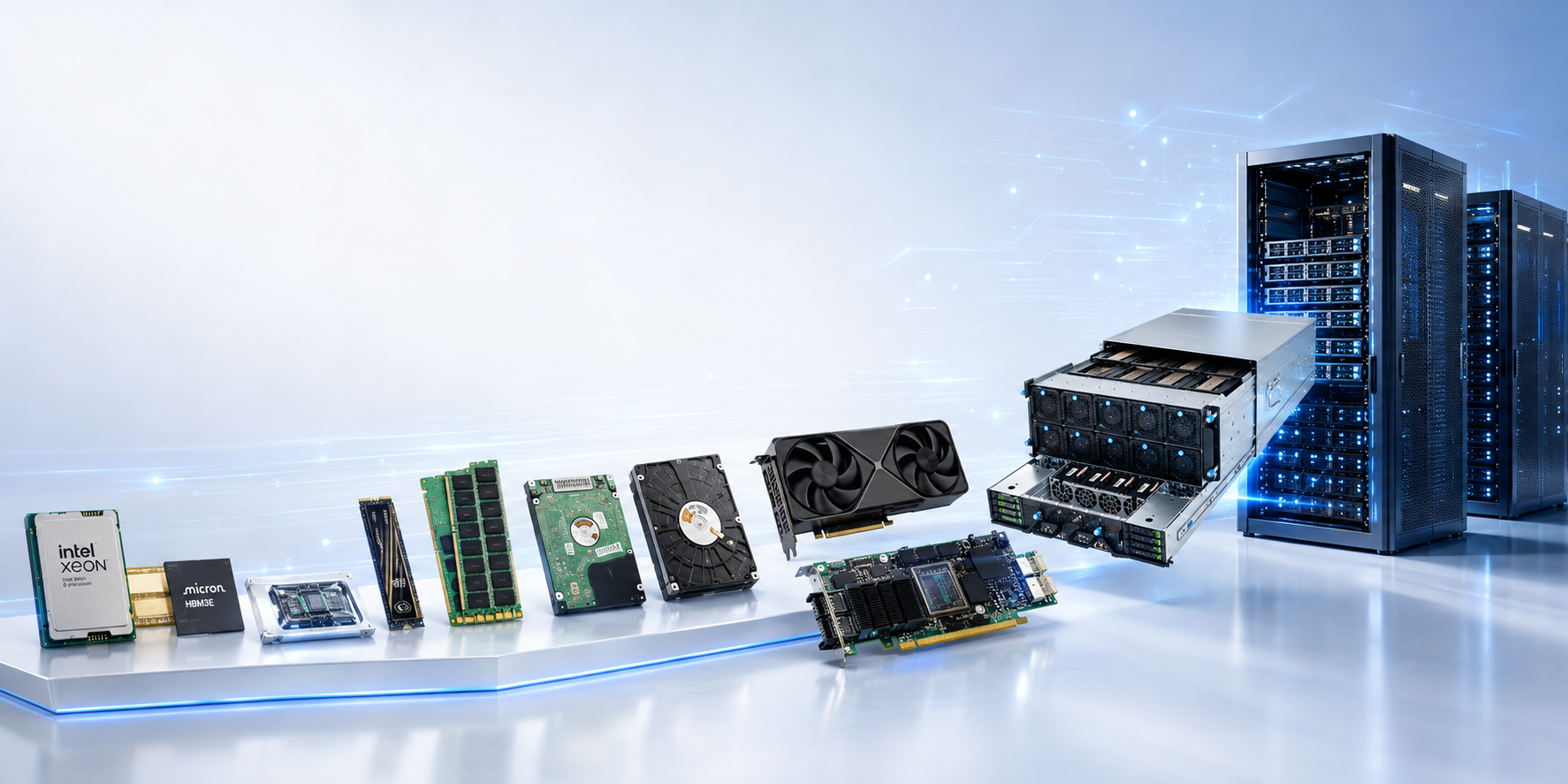Enterprise CPUs, GPUs, memory, storage, networking, interconnects and server systems